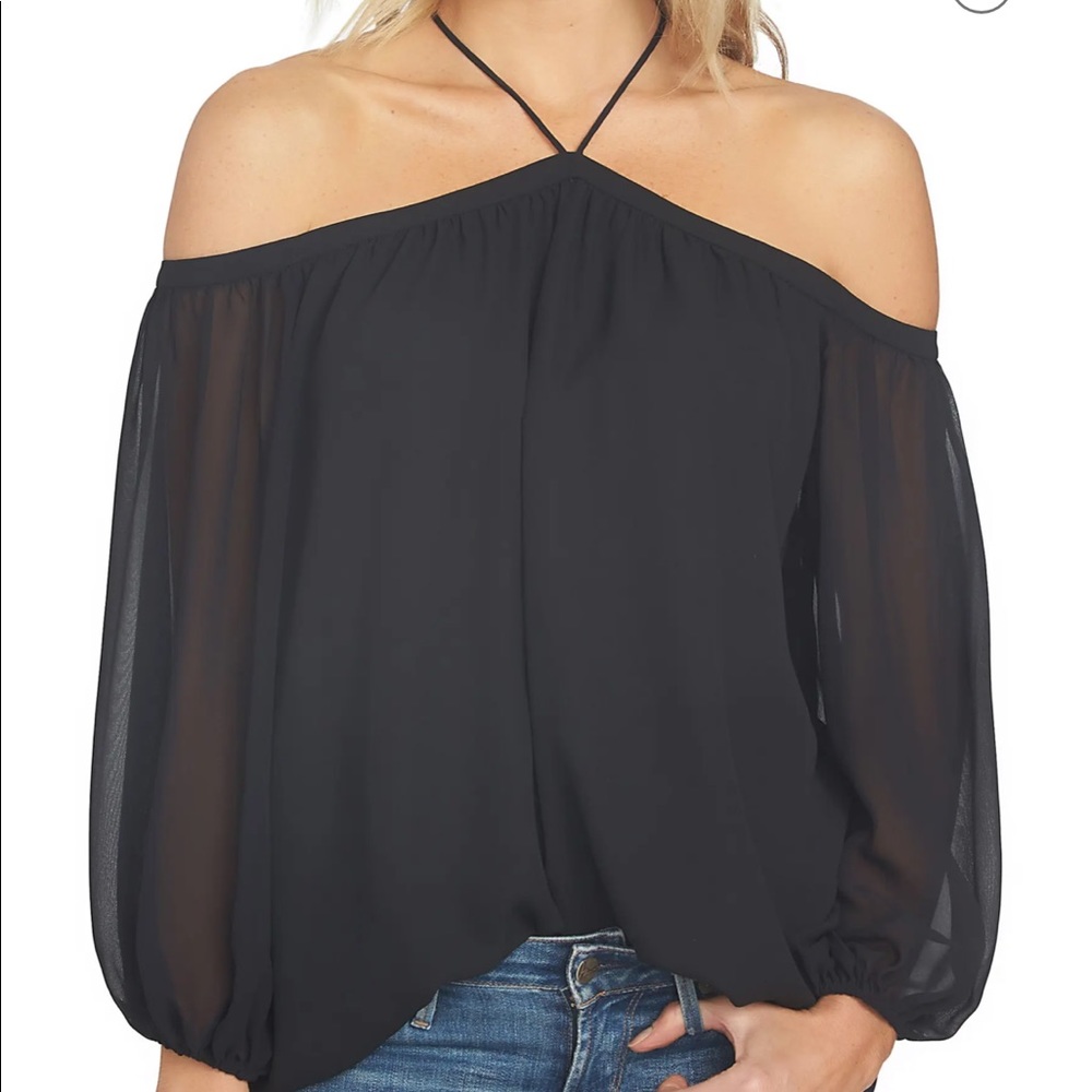 Off the Shoulder Sheer Chiffon Blouse NW